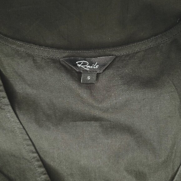 NWOT RAILS Rizo Midi Dress Size S Black Cutout Poplin Sustainable Minimalist‎ - Picture 5 of 8